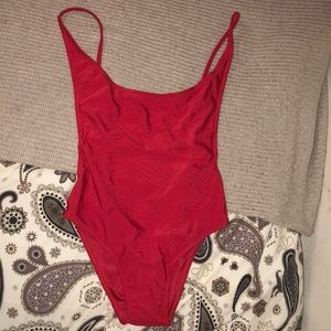 Red backless one piece